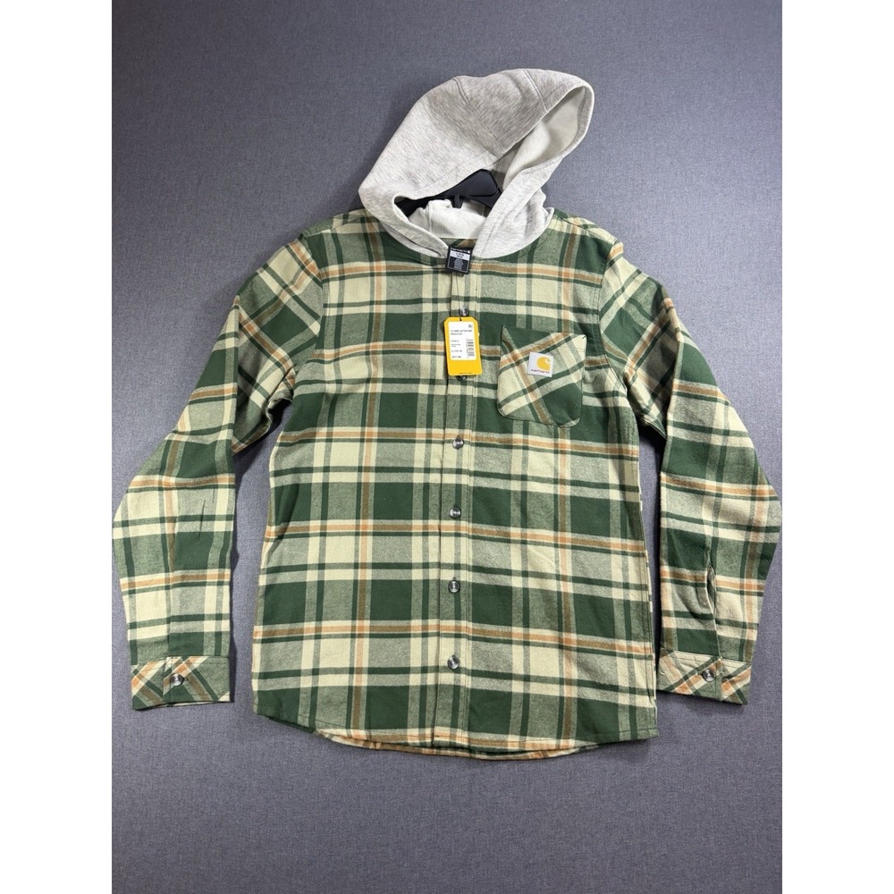 Carhartt CE8212 Boys' (L) L.S. Flannel Button-Front Hooded Shirt, Kids Teen